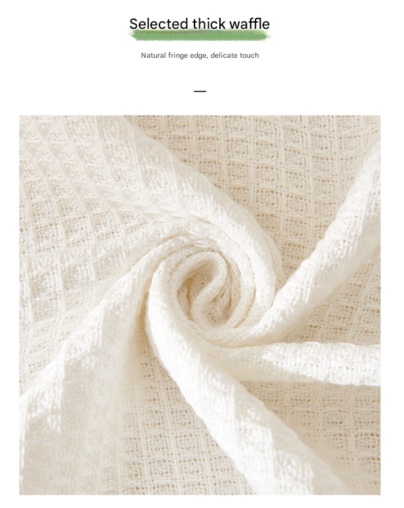 Black and white Ball Pattern Soft Waffle Weave Throw Blanket - Boho Style Cotton Blend Sofa Cover with Fringe V888-ELOSUNG36047
