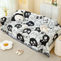 Black and white Ball Pattern Soft Waffle Weave Throw Blanket - Boho Style Cotton Blend Sofa Cover with Fringe V888-ELOSUNG36048