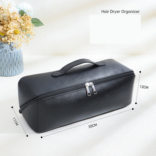 Black Premium PU Leather Travel Case for Hair Styling Tools - Double Layer Waterproof Organizer Bag for Hair V888-ELOSUNG36059