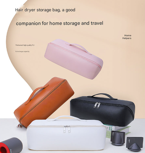 Black Premium PU Leather Travel Case for Hair Styling Tools - Double Layer Waterproof Organizer Bag for Hair V888-ELOSUNG36059