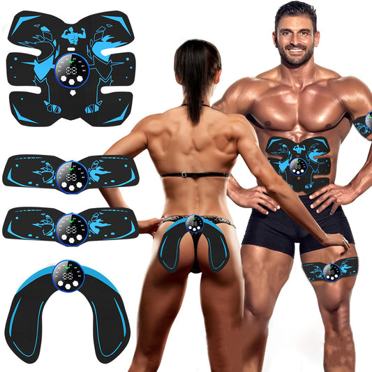 Black and Blue Ultimate EMS Muscle Stimulator Kit - USB Rechargeable Abdominal & Full Body Toner for Abs, V888-ELOSUNG36063