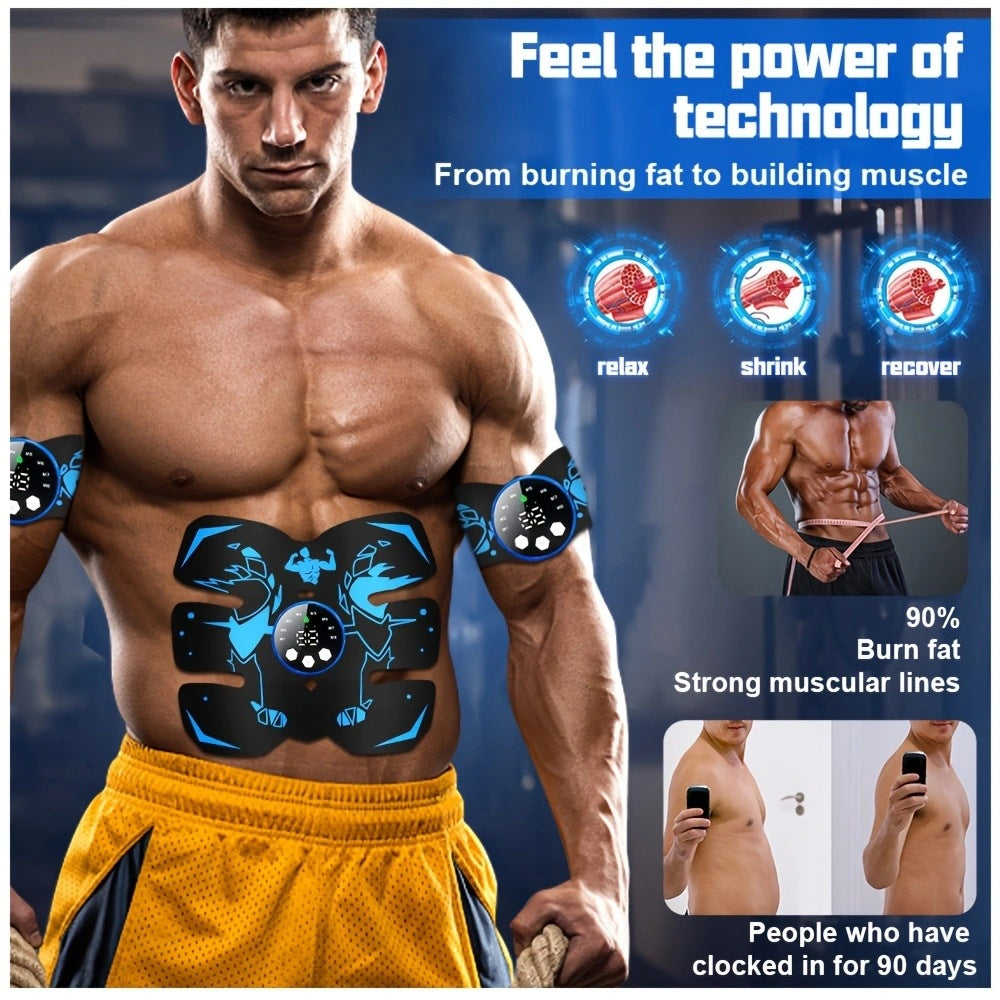 Black and Orange Ultimate EMS Muscle Stimulator Kit - USB Rechargeable Abdominal & Full Body Toner for Abs, V888-ELOSUNG36064