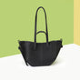 Black Chic Minimalist PU Leather Tote Bag - Women's Versatile Shoulder Handbag with Contrast Stitching V888-ELOSUNG36068