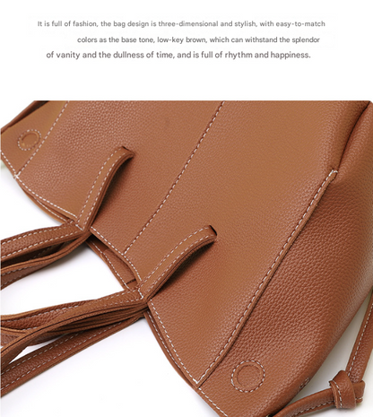 Grey Chic Minimalist PU Leather Tote Bag - Women's Versatile Shoulder Handbag with Contrast Stitching V888-ELOSUNG36069