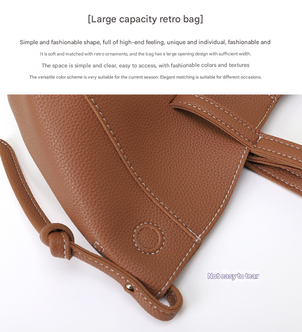 Red Chic Minimalist PU Leather Tote Bag - Women's Versatile Shoulder Handbag with Contrast Stitching V888-ELOSUNG36071