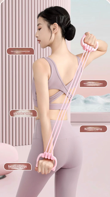Pink Adjustable Resistance Chest Expander with 6 Levels - Cute Cat Ear Puller for Full Body Workout V888-ELOSUNG36072