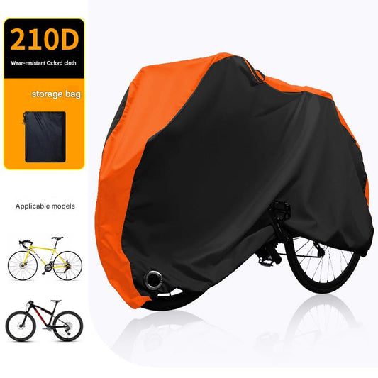 Size M Black And Orange All-Weather 210D Bicycle Cover - Waterproof & UV-Proof Outdoor Bike Protector with V888-ELOSUNG36077
