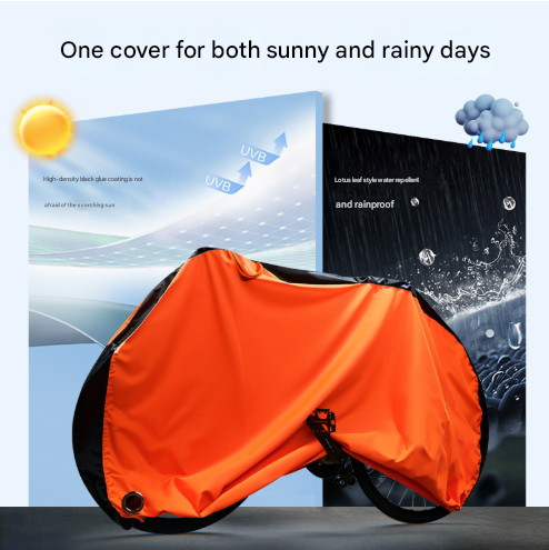Size XL Black And Orange All-Weather 210D Bicycle Cover - Waterproof & UV-Proof Outdoor Bike Protector with V888-ELOSUNG36079