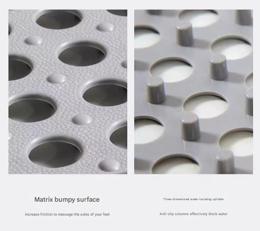 Sky Blue And White DIY Interlocking Non-Slip Floor Tiles - 18-Pack PVC Drainage Mat for Shower & Bathroom V888-ELOSUNG36089