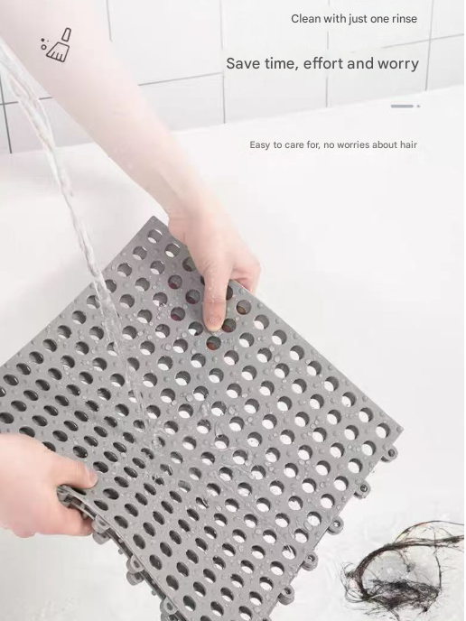 Green And Pink DIY Interlocking Non-Slip Floor Tiles - 18-Pack PVC Drainage Mat for Shower & Bathroom Safety V888-ELOSUNG36092