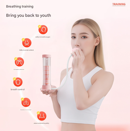 Pink Adjustable Breathing Exerciser & Respiratory Muscle Trainer - Lung Capacity, Core & Pelvic Floor Fitness V888-ELOSUNG36103