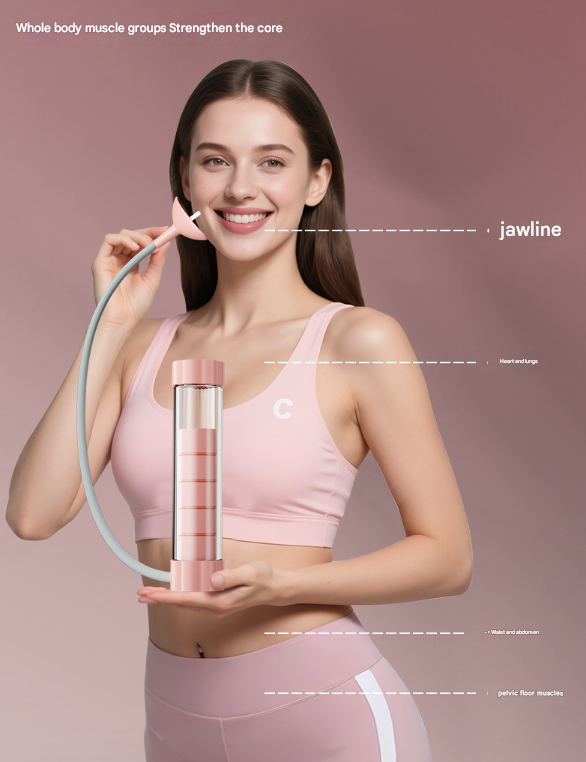 Pink Adjustable Breathing Exerciser & Respiratory Muscle Trainer - Lung Capacity, Core & Pelvic Floor Fitness V888-ELOSUNG36103