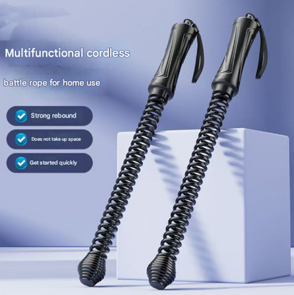 Black Cordless Battle Ropes - Heavy Duty Spring Steel Power Trainers for Full Body Strength & Cardio Workout V888-ELOSUNG36105