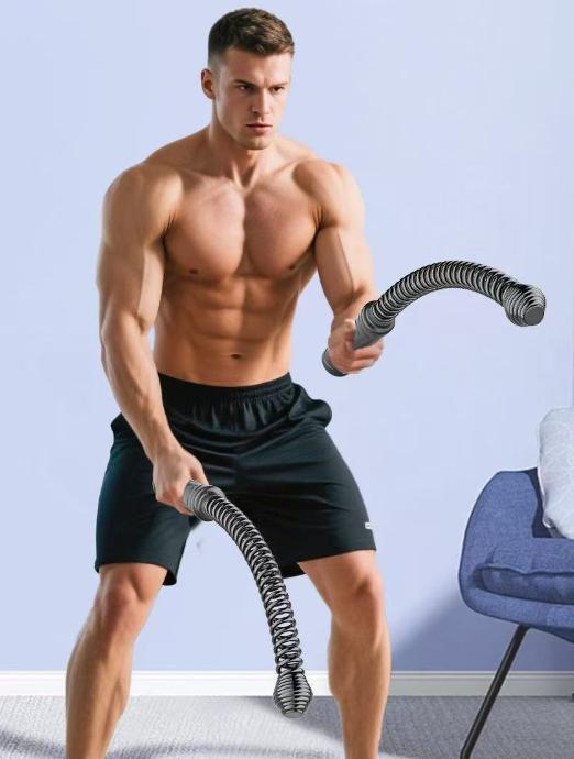 Black Cordless Battle Ropes - Heavy Duty Spring Steel Power Trainers for Full Body Strength & Cardio Workout V888-ELOSUNG36105