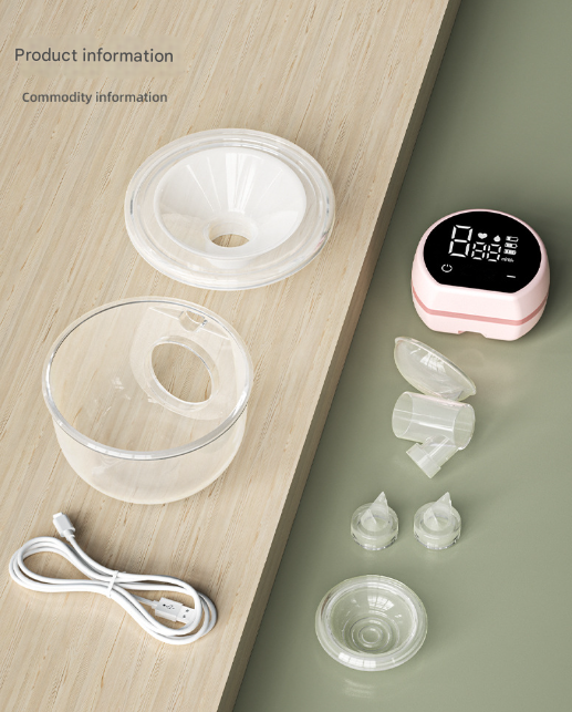 Pink Hands-Free Wearable Electric Breast Pump - Portable, Quiet & Rechargeable with LED Display V888-ELOSUNG36106
