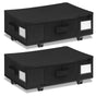 1 piece Black Size S Collapsible Underbed Storage Organizer with Wheels - Fabric Bin with Dustproof Lid V888-ELOSUNG36113