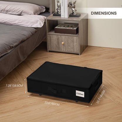 1 piece Black Size S Collapsible Underbed Storage Organizer with Wheels - Fabric Bin with Dustproof Lid V888-ELOSUNG36113