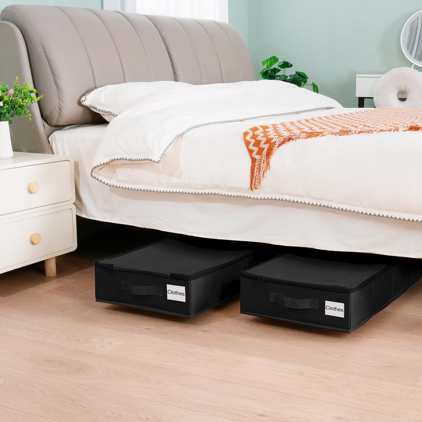 1 piece Black Size S Collapsible Underbed Storage Organizer with Wheels - Fabric Bin with Dustproof Lid V888-ELOSUNG36113