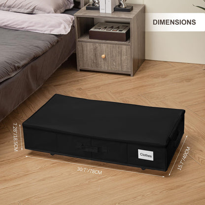 1 piece Black Size L Collapsible Underbed Storage Organizer with Wheels - Fabric Bin with Dustproof Lid V888-ELOSUNG36114