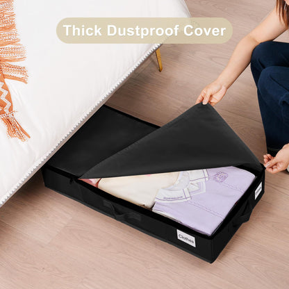1 piece Black Size L Collapsible Underbed Storage Organizer with Wheels - Fabric Bin with Dustproof Lid V888-ELOSUNG36114