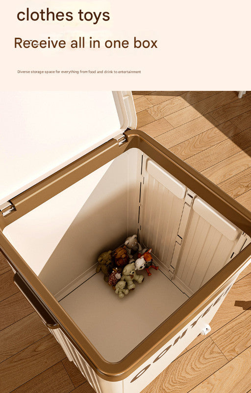 Beige Large Foldable Storage Box with Lid and Wheels - Heavy Duty Collapsible Toy Organizer Bin V888-ELOSUNG36117