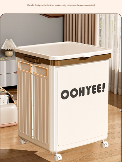 Beige Large Foldable Storage Box with Lid and Wheels - Heavy Duty Collapsible Toy Organizer Bin V888-ELOSUNG36117
