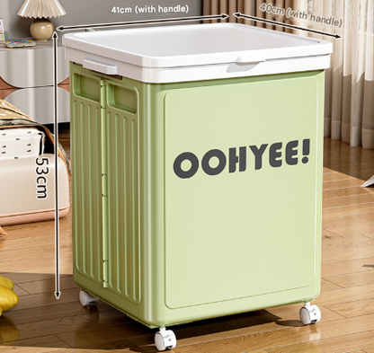 Light Green Large Foldable Storage Box with Lid and Wheels - Heavy Duty Collapsible Toy Organizer Bin V888-ELOSUNG36119