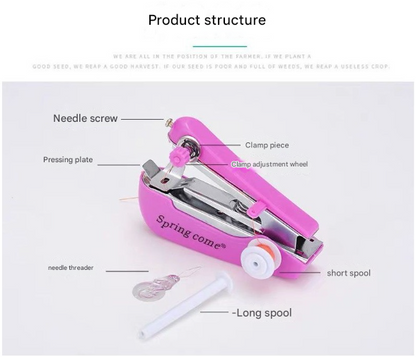 2 Pcs White Portable Mini Handheld Sewing Machine - Manual Stitching Tool for Quick Fabric Repairs V888-ELOSUNG36124