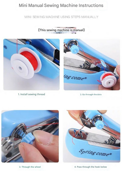 2 Pcs White Portable Mini Handheld Sewing Machine - Manual Stitching Tool for Quick Fabric Repairs V888-ELOSUNG36124