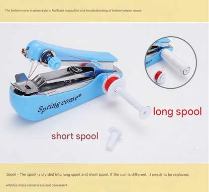 2 Pcs White Portable Mini Handheld Sewing Machine - Manual Stitching Tool for Quick Fabric Repairs V888-ELOSUNG36124