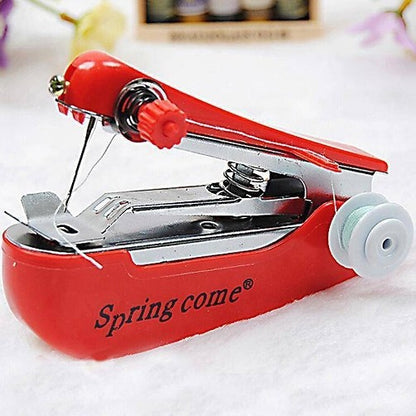 2 Pcs Red Portable Mini Handheld Sewing Machine - Manual Stitching Tool for Quick Fabric Repairs V888-ELOSUNG36126