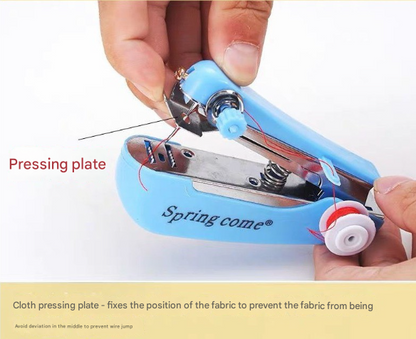 2 Pcs Red Portable Mini Handheld Sewing Machine - Manual Stitching Tool for Quick Fabric Repairs V888-ELOSUNG36126