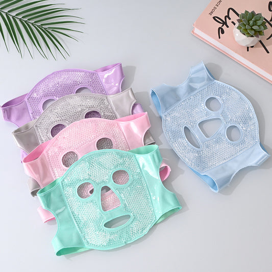 Blue Reusable Cooling Gel Bead Face Mask and Eye Mask Set - Soothing Therapy for Puffy Eyes, Headaches and V888-ELOSUNG36132