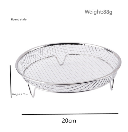 Silver 3-Pack Stackable Air fryer Racks - Food Grade Stainless Steel Multi-Layer Dehydrator & Crisper Tray V888-ELOSUNG36138