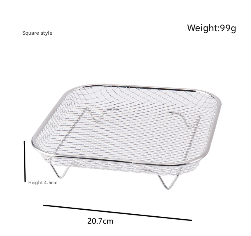 Silver 3-Pack Stackable Air fryer Racks - Food Grade Stainless Steel Multi-Layer Dehydrator & Crisper Tray V888-ELOSUNG36139