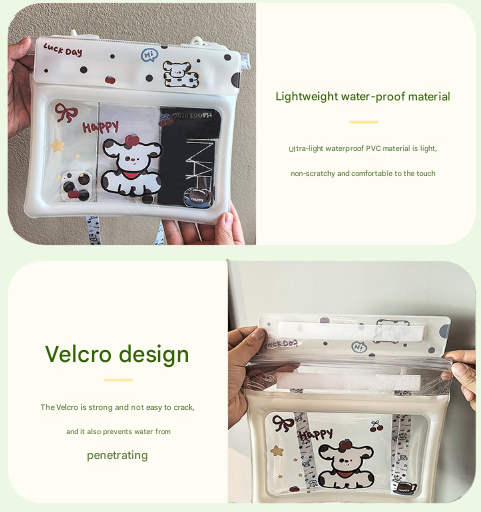2 Pcs Black Cute Floating Waterproof Pouch - Touch-Sensitive Screen & Adjustable Strap V888-ELOSUNG36143