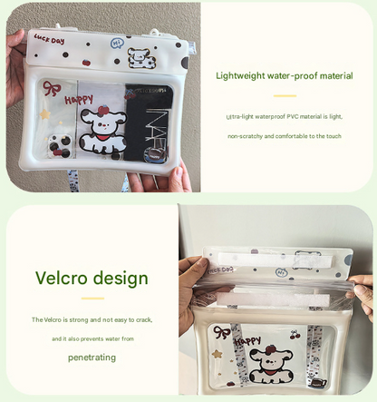 2 Pcs Cartoon Dog Pattern On White Background Cute Floating Waterproof Pouch - Touch-Sensitive Screen & V888-ELOSUNG36144