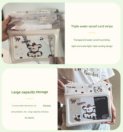 2 Pcs Cartoon Dog Pattern On White Background Cute Floating Waterproof Pouch - Touch-Sensitive Screen & V888-ELOSUNG36144