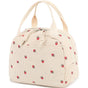 Beige Strawberry Pattern Corduroy Lunch Bag - Insulated Thermal Cooler Tote for School Work and Picnics V888-ELOSUNG36146