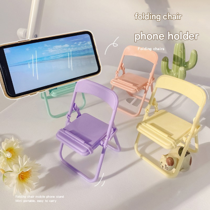 Color Mixing Adorable Mini Folding Chair Phone Stand - 4 Pack Cute Desktop Holder for Hands-Free Viewing V888-ELOSUNG36159