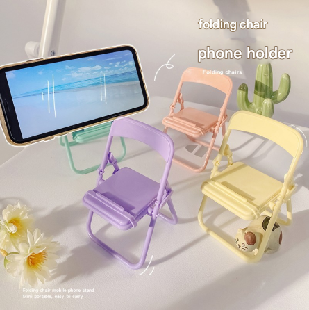 Color Mixing Adorable Mini Folding Chair Phone Stand - 4 Pack Cute Desktop Holder for Hands-Free Viewing V888-ELOSUNG36159