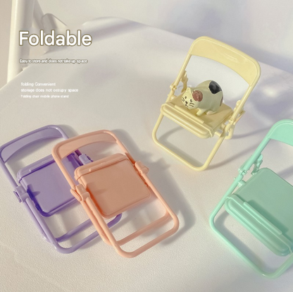 Color Mixing Adorable Mini Folding Chair Phone Stand - 4 Pack Cute Desktop Holder for Hands-Free Viewing V888-ELOSUNG36159