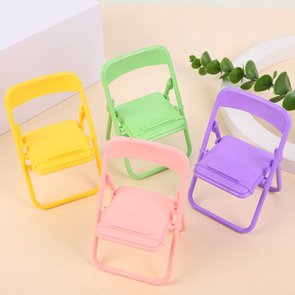 Color Mixing Adorable Mini Folding Chair Phone Stand - 4 Pack Cute Desktop Holder for Hands-Free Viewing V888-ELOSUNG36159