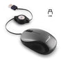 Grey and Black Portable Mini USB Mouse with Retractable Cable - Compact Travel Mouse for PC and Laptop V888-ELOSUNG36162