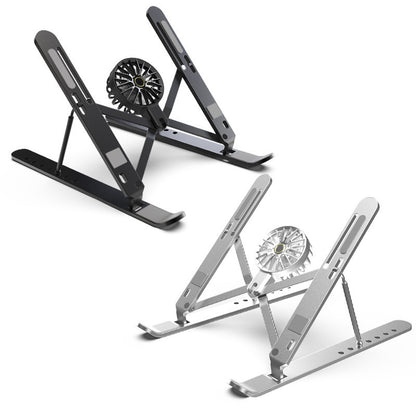 Black Adjustable Aluminum Laptop Stand with Detachable Cooling Fan - Portable Ergonomic Riser for Desk V888-ELOSUNG36164