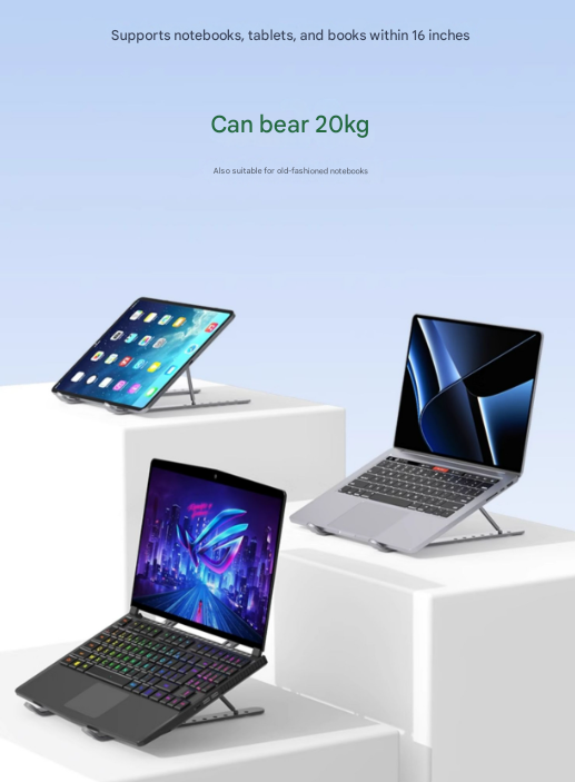 Black Adjustable Aluminum Laptop Stand with Detachable Cooling Fan - Portable Ergonomic Riser for Desk V888-ELOSUNG36164