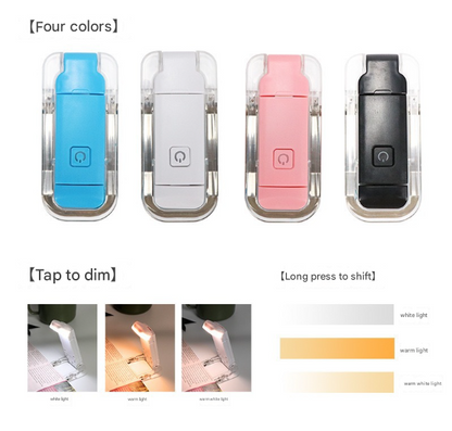 2 Pcs White USB Rechargeable Clip-on LED Book Light - 3 Color Modes & Dimmable Brightness for Eye-Caring V888-ELOSUNG36166