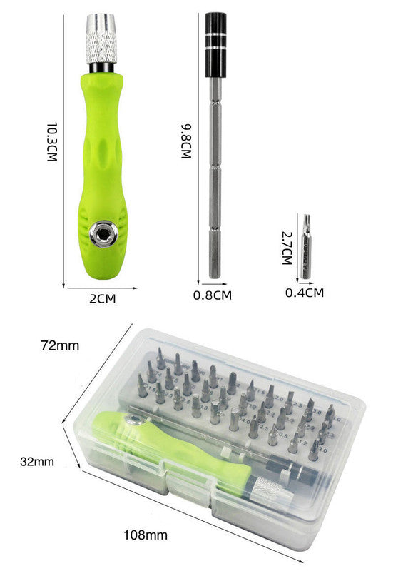 Green 32-in-1 Precision Screwdriver Set - Magnetic Repair Tool Kit for Electronics, Phone & PC V888-ELOSUNG36177