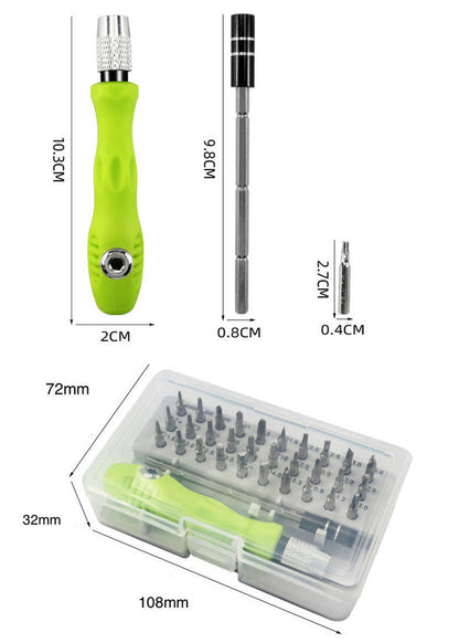 Green 32-in-1 Precision Screwdriver Set - Magnetic Repair Tool Kit for Electronics, Phone & PC V888-ELOSUNG36177