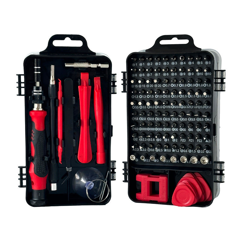 Red and Black Professional 115-in-1 Precision Screwdriver Set - Magnetic Repair Tool Kit for PC, Laptop, V888-ELOSUNG36179